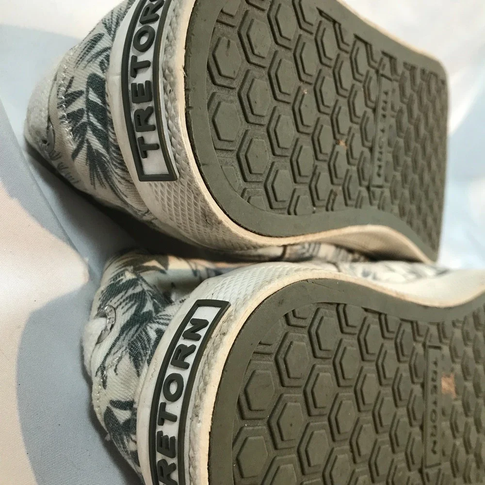 Tretorn Motto Palm Leaf Print Boat‎ Shoes Mens 10 Cream Grey Textile MTMOTTO4